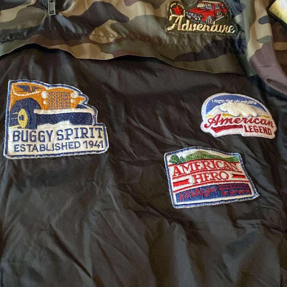 Copper Rivet windbreaker pullover jacket with patches - Picture 11 of 16